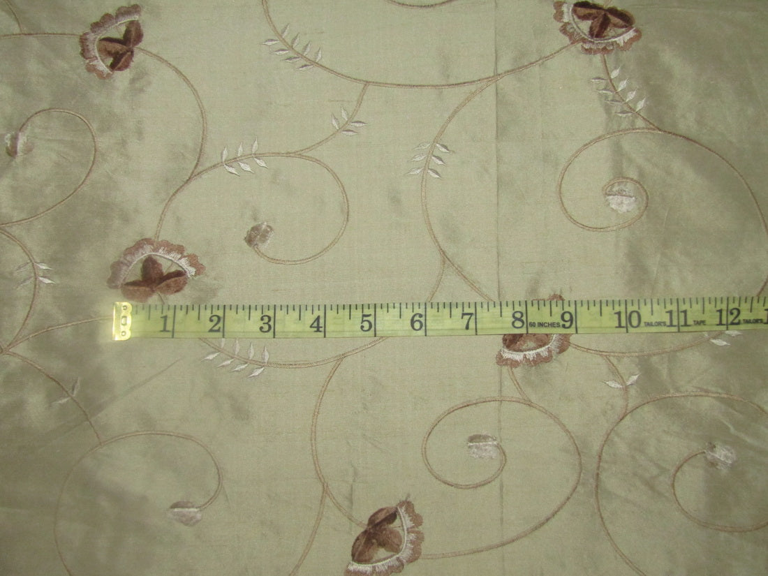 100% dupioni silk embroidery fawn color 54" wide DUP#E62[2]
