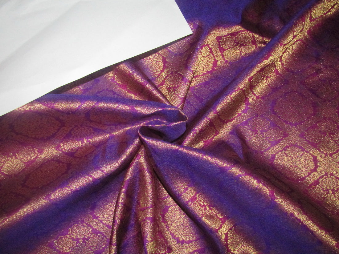 100% Pure Silk Brocade fabric Purple and Blue 44" wide BRO 804[1]/[2]