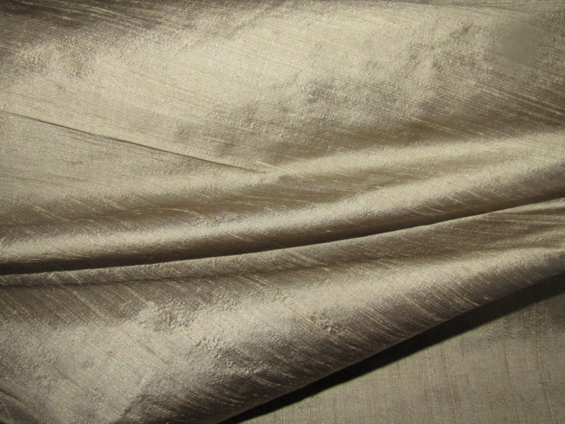 100% Pure Silk Dupion Fabric olive grey 54" wide WITH SLUBS MM86[1]