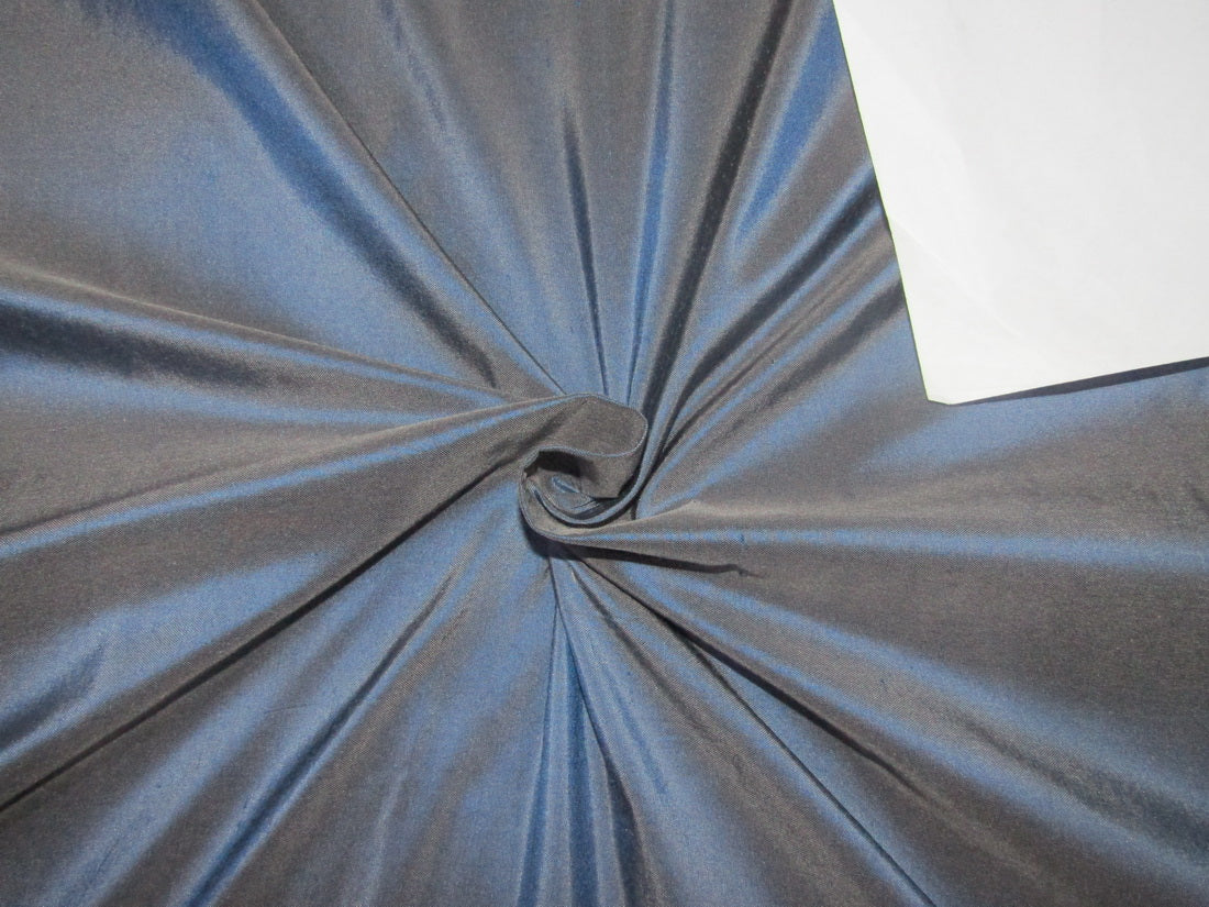 100% Pure silk dupion iridescent navy x brown colour 54" wide DUP283