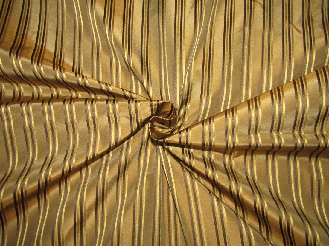 100%Silk Taffeta Fabric golden brown with satin stripes TAFS166 54&quot; wide