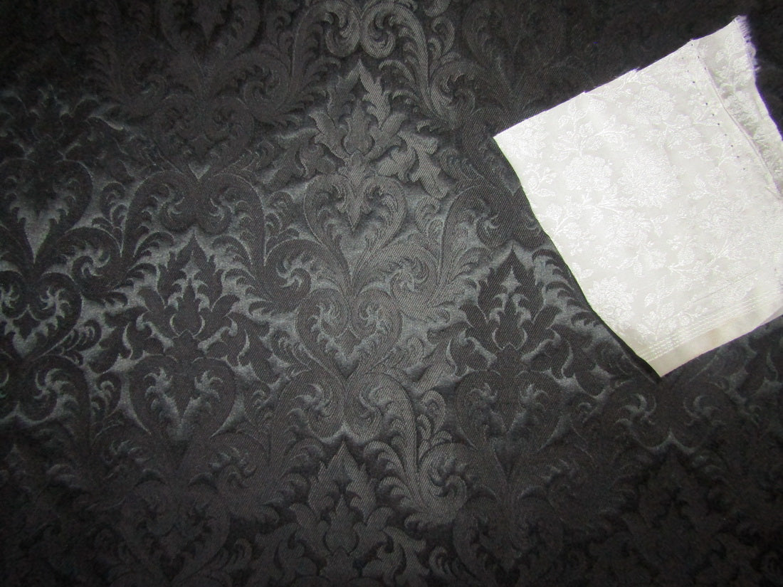 Silk Brocade fabric king khab jet black color 36" wide BRO720[1]