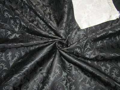 Silk Brocade fabric king khab jet black color 36" wide BRO720[1]