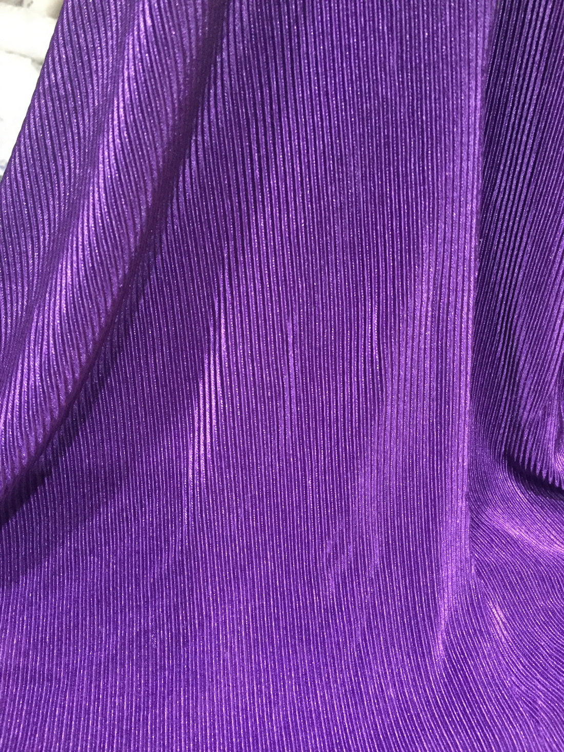 Purple color crushed polyester pleated satin fabric 59''wide