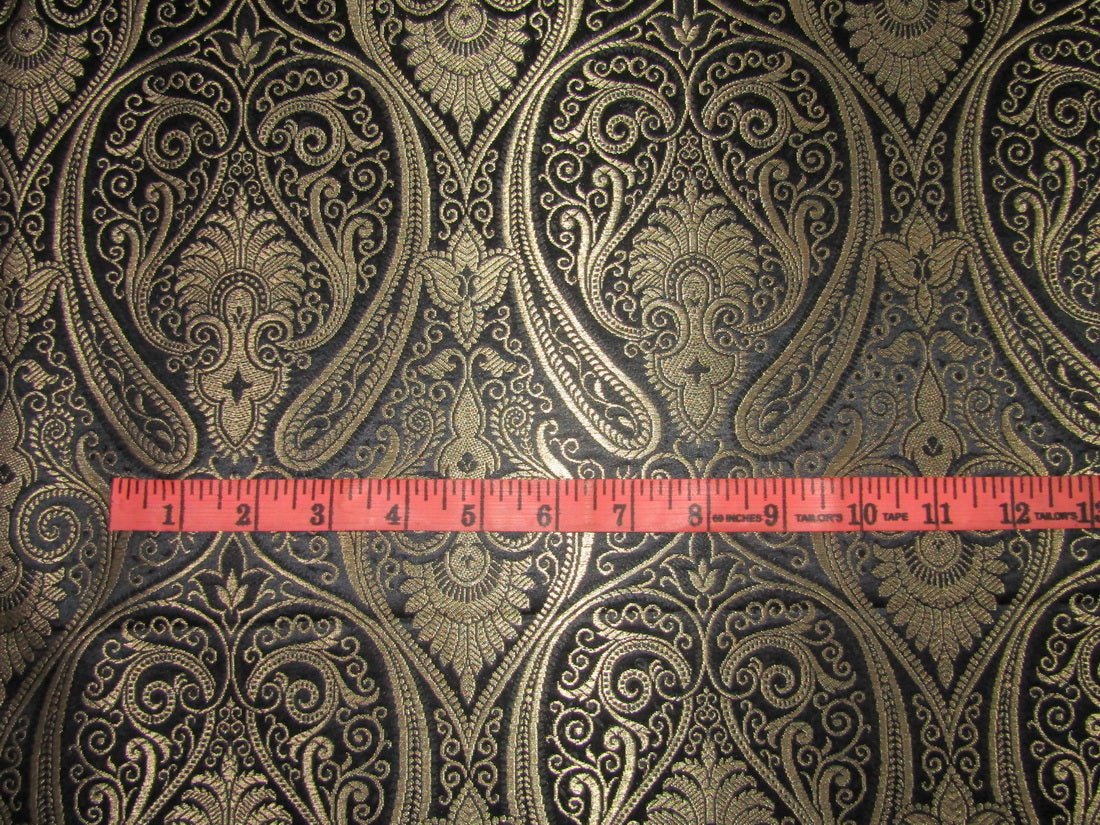 Silk Brocade fabric black x metallic gold color 44" wide BRO720[2]