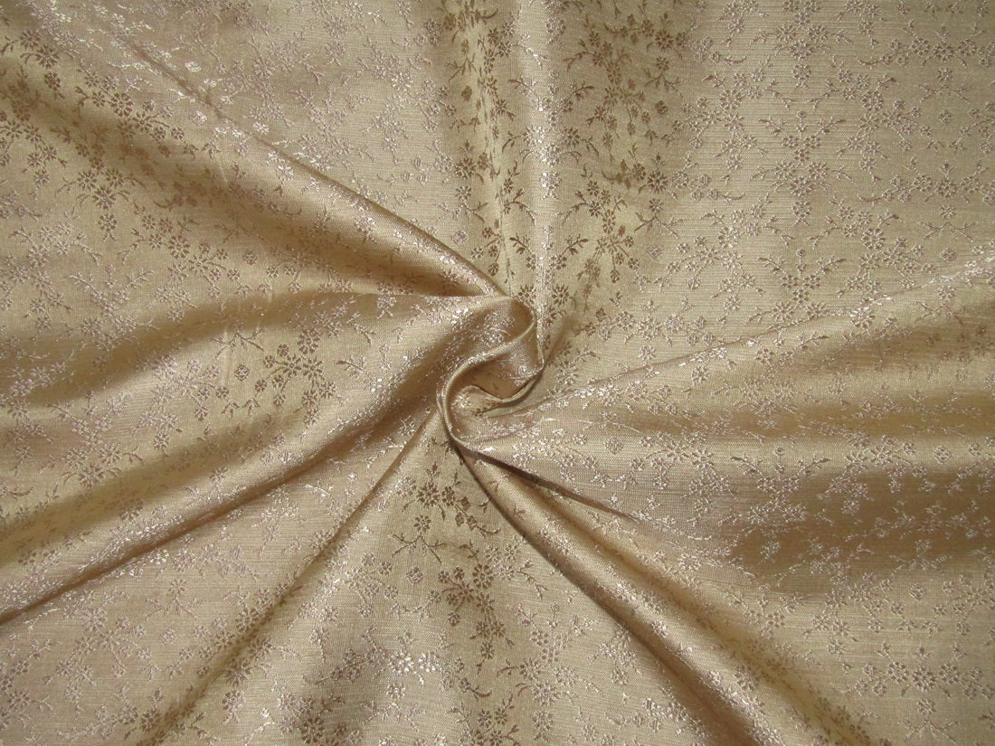 SILK BROCADE FABRIC Light Gold color 44" WIDE BRO251[6]