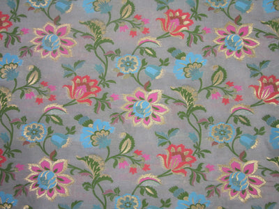 Silk Brocade fabric ice blue pink green x metallic gold color 44" wide BRO722[4]