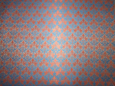 Silk Brocade fabric Rusty Orange x Blue color 44" wide BRO725[4]
