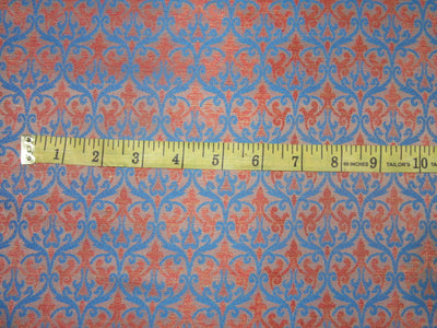 Silk Brocade fabric Rusty Orange x Blue color 44" wide BRO725[4]