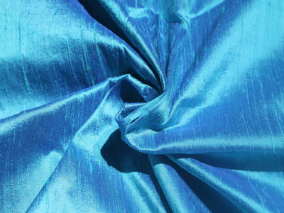 100% Pure SILK Dupioni FABRIC blue x royal blue color 54" wide with slubs MM82[4]