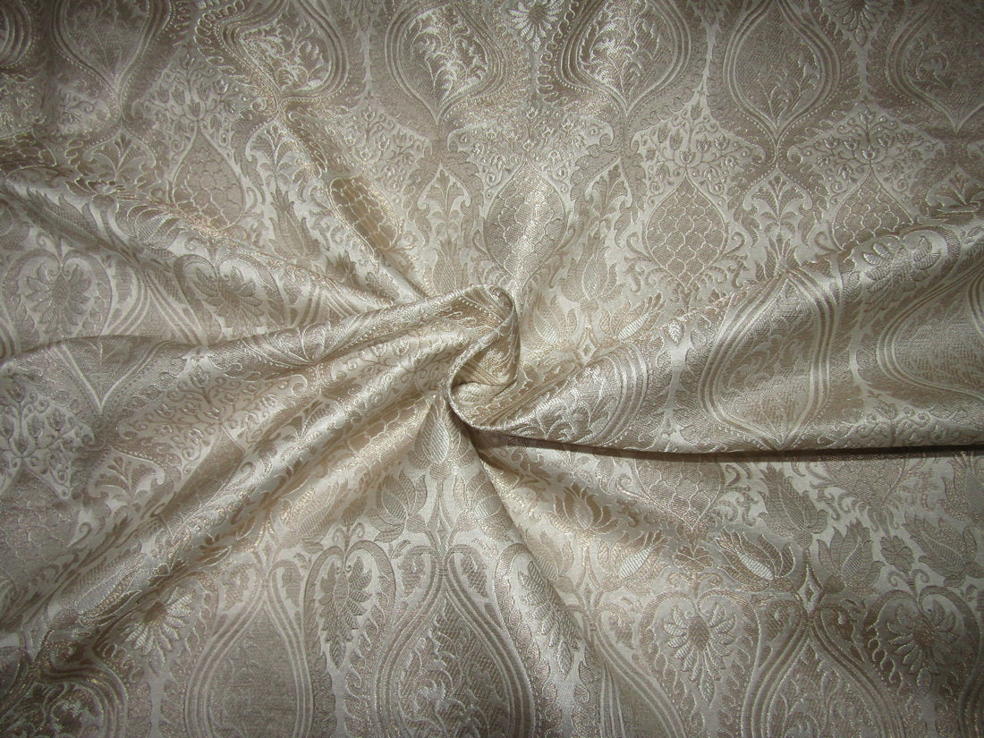 Silk Brocade Fabric ivory x metallic gold 44" WIDE BRO239[1]