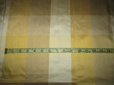 100% PURE SILK DUPIONI  multi color shades of golds & more FABRIC PLAIDS 54" wide DUPC114[2]