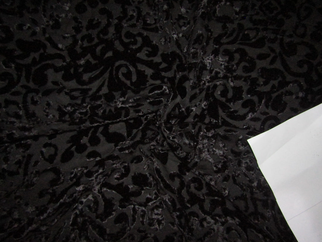 Black Devore Polyester Viscose Burnout Velvet fabric ~ 44&quot; wide. [10216]