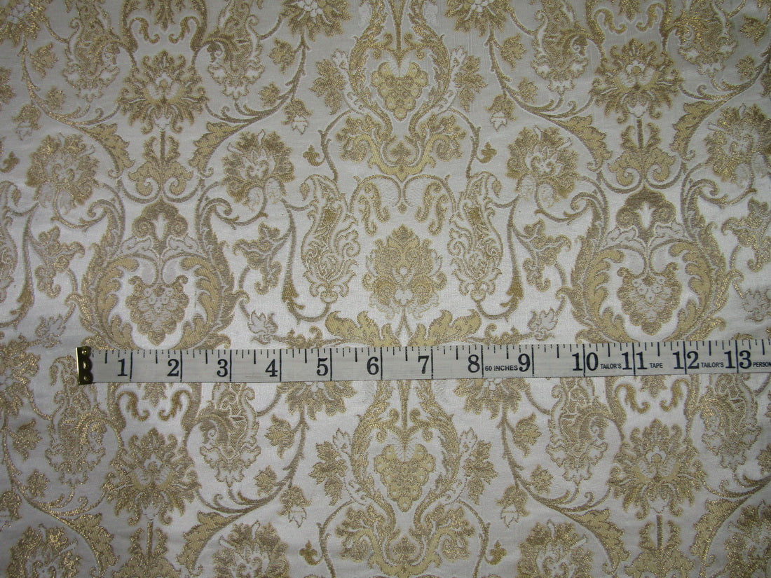 Silk Brocade fabric ivory and metallic gold color 44" wide BRO729[3]