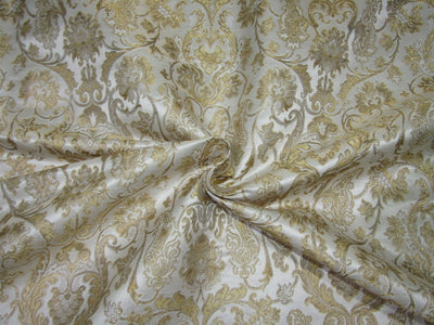 Silk Brocade fabric ivory and metallic gold color 44" wide BRO729[3]