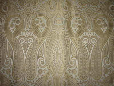 Silk Brocade fabric ivory and metallic gold paisleys color 36" wide BRO729[5]