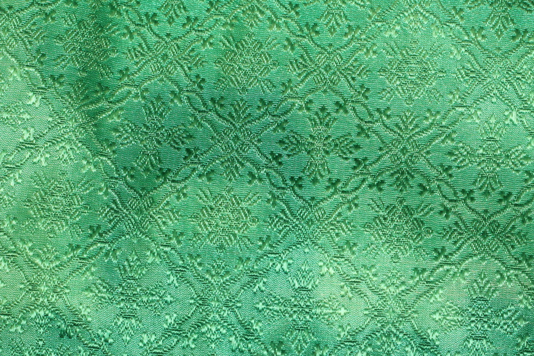 Brocade Fabric Green color Liturgical Vestment Cross Design