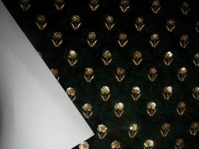 Embroidered emerald green Micro Velvet Fabric 44" wide [11650]