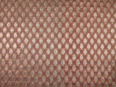 Silk Brocade Fabric Dark Maroonish Red & Metallic Gold color 44" wide BRO184[7]