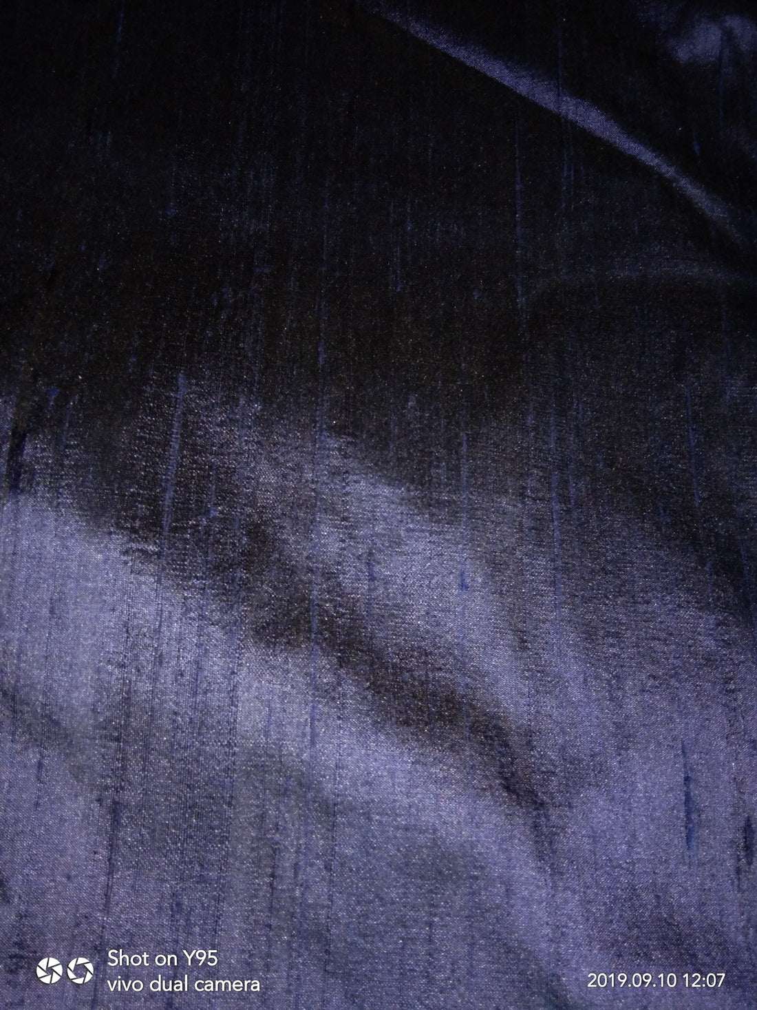 100% pure silk dupioni fabric DARK NAVY 54" wide with slubs MM7[7]