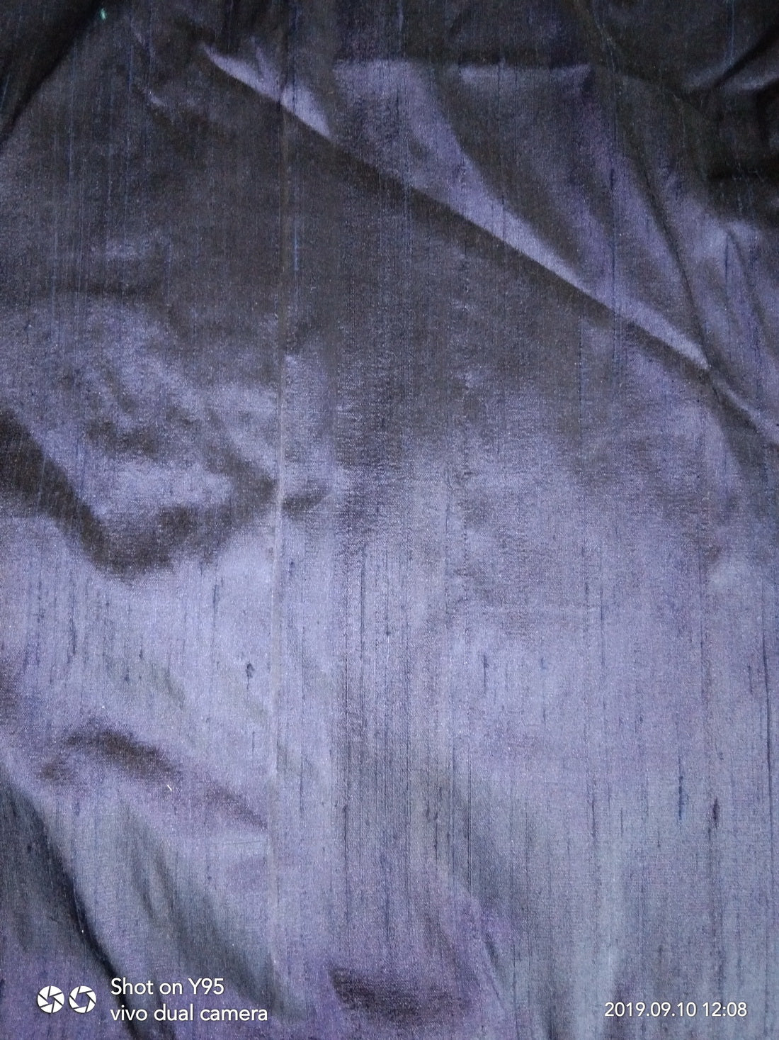 100% pure silk dupioni fabric DARK NAVY 54" wide with slubs MM7[7]