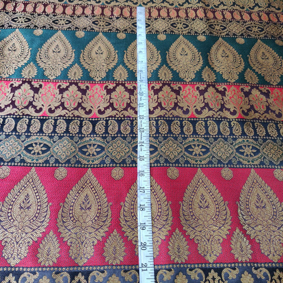 Brocade jacquard Fabric pink,navy,aubergine,green &amp;metallic gold