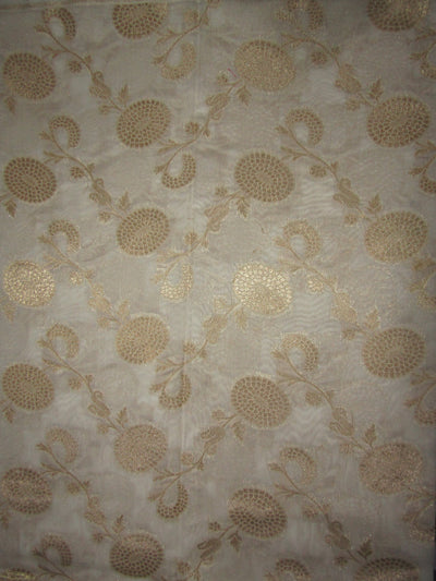 Silk Cotton Chanderi Fabric Natural ivory x metallic gold 44" wide [10264]