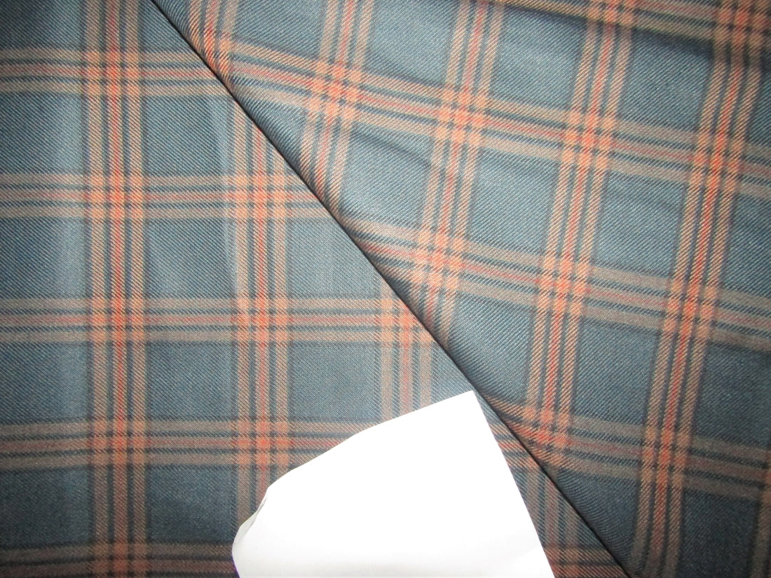 Light weight premium tweed Suiting teal and tan plaids Fabric 58" wide