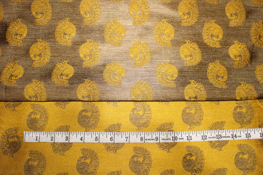Reversible brocade fabric mustard x gold 56&quot; wide