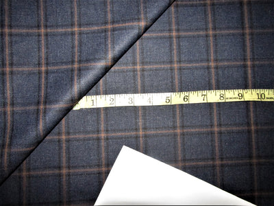 Light weight premium tweed Suiting denim blue and tan plaids Fabric 58&quot; wide
