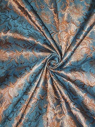 SILK BROCADE FABRIC Brown, Blue & Gold colour 44" wide BRO193[1]