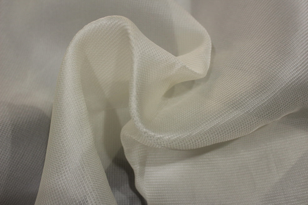 Premium quality 21 momme -off White imported 100% silk organza waffle plaids 54 inch wide