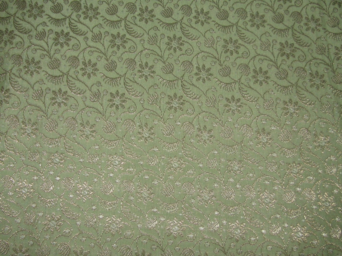 Brocade fabric mint green x metallic gold color 44" wide BRO759[6]