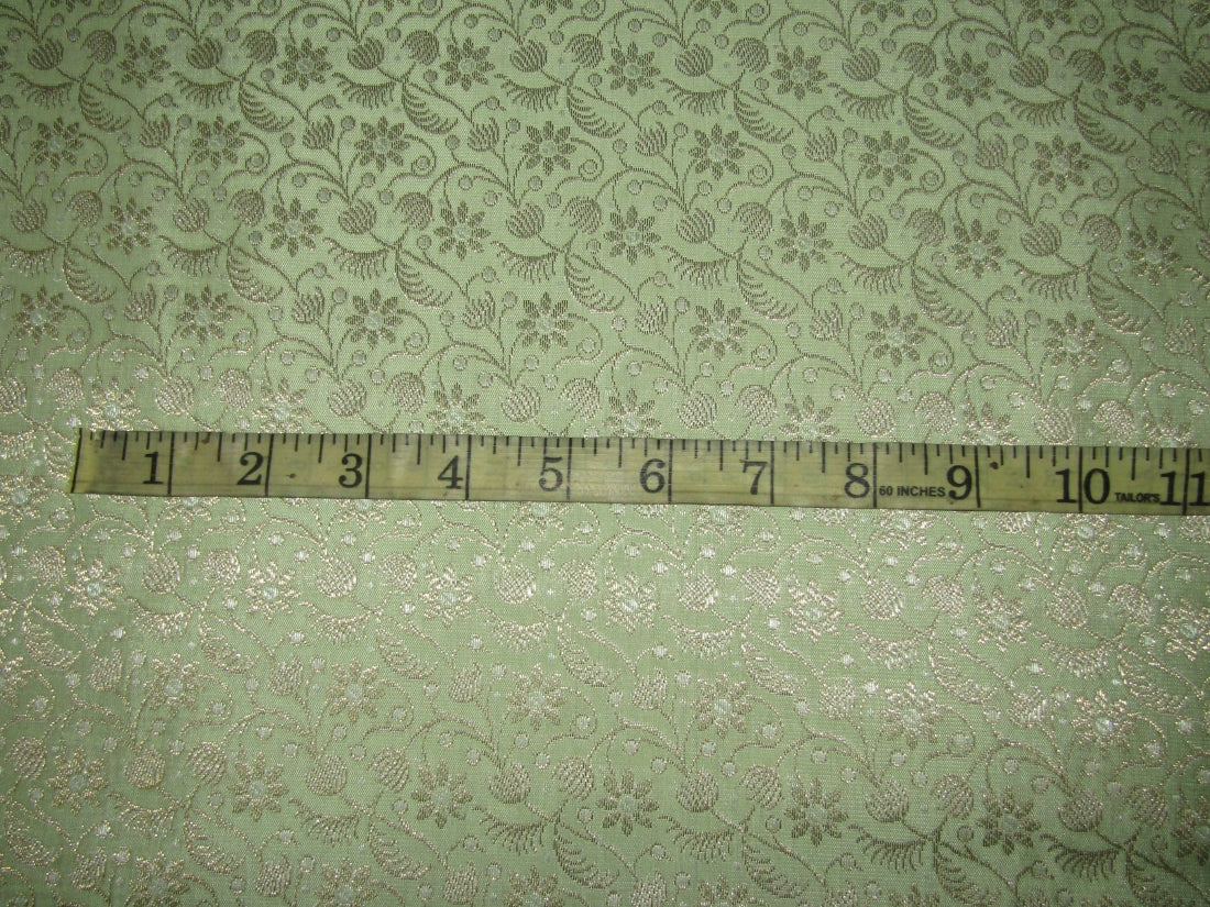 Brocade fabric mint green x metallic gold color 44" wide BRO759[6]
