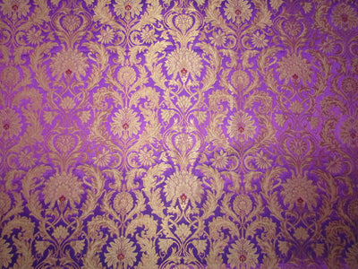 Silk Brocade KING KHAB fabric purple pink and metallic gold color 36" wide BRO752[2]