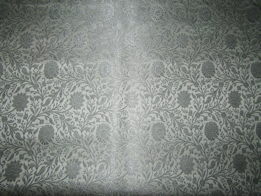 Brocade Ivory x metallic silver jacquard 44&quot; wide fabric BRO819