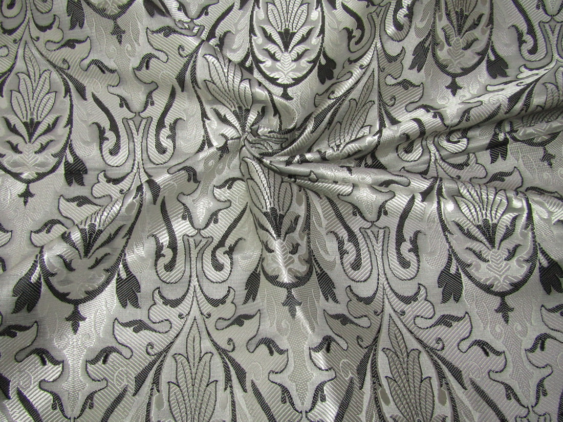 Silk Brocade fabric Silver,Grey &amp; Black 44&quot;BRO223[1]/BRO175[6]
