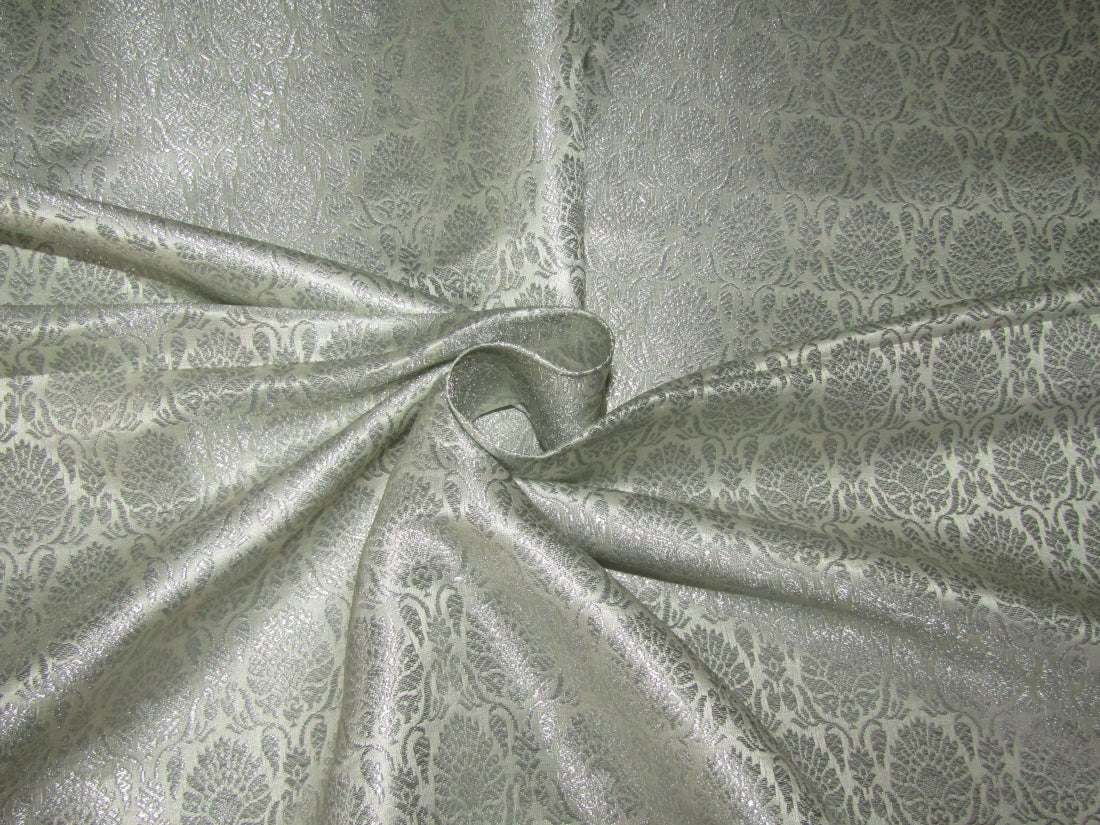 Brocade Ivory x metallic silver jacquard 44&quot; wide fabric BRO819