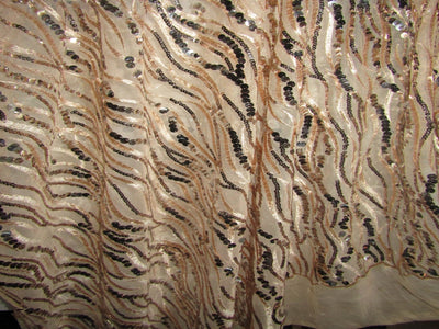 Beige Lycra Net Fabric with self color Sequence 58'' Wide