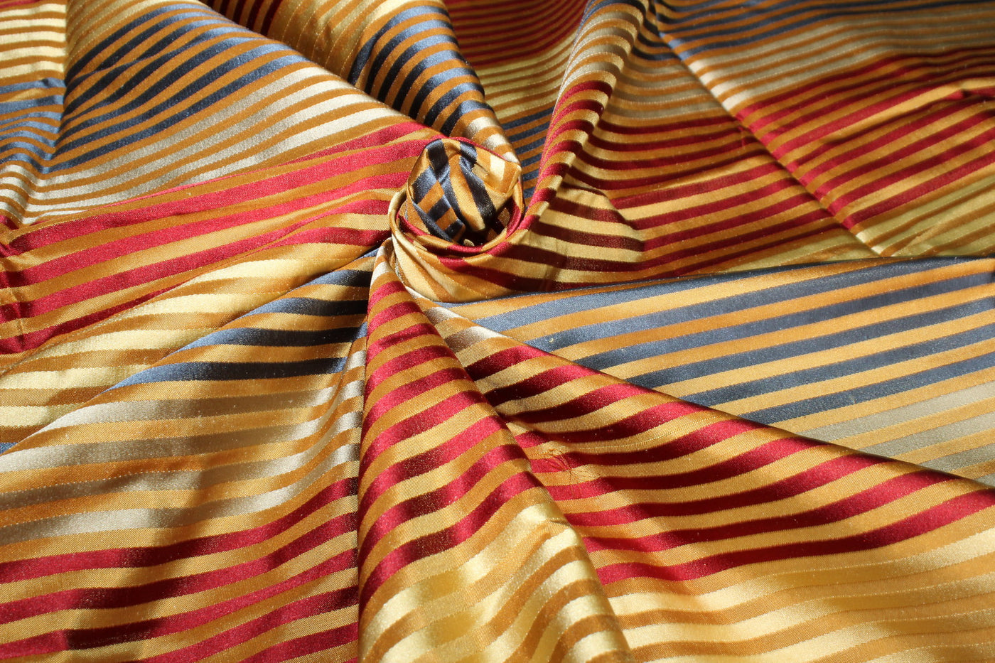 silk taffeta fabric gold/red/blue/satin stripes 54" wide TAFS157[1]