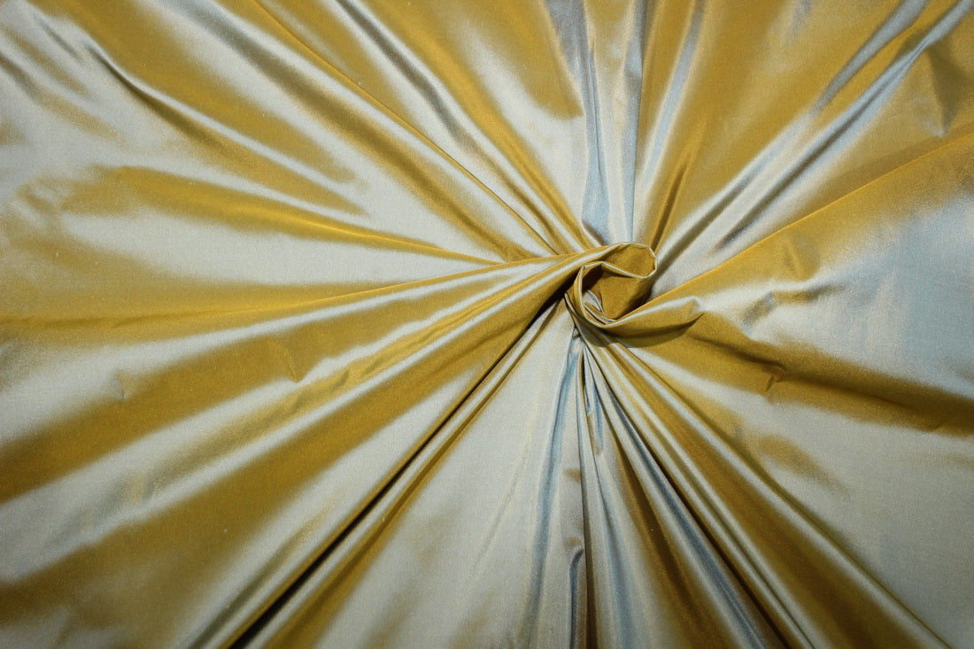 Silk taffeta fabric iridescent mustard x blue 30MM 54" wide TAF298[1]