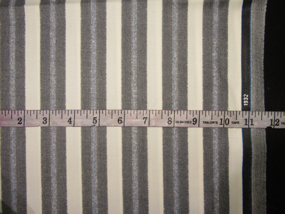 woolen fabric cream grey stripes 58" wide single length 2.70 yds [10465]