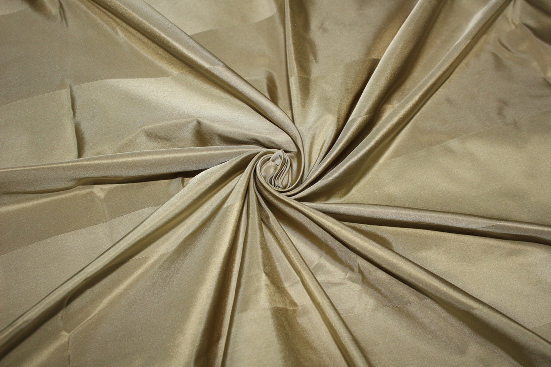 100% Silk Taffeta Fabric gold and dark gold Stripes 54&quot; TAFS160[3]