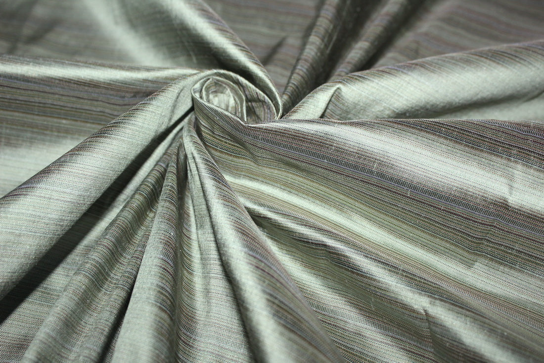 100% Silk Taffeta Fabric pinstripe shades of green TAFS160[2] 54&quot; wide