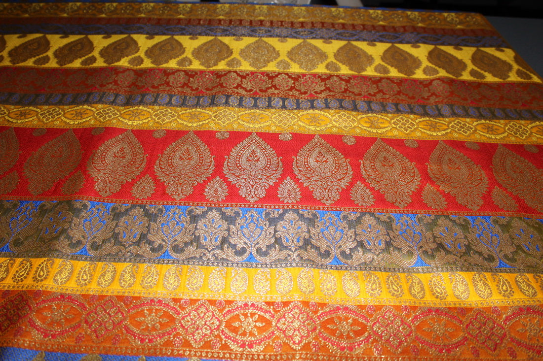 Brocade jacquard Fabric red,green,mango,blue,yellow &amp;metallic gold