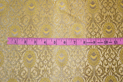 Brocade jacquard Fabric PEACHY GOLD x metallic gold color 44&quot;