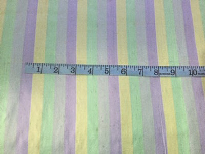 100% SILK DUPIONI green / lime/lavender stripes color 54" wide DUPS18[3]