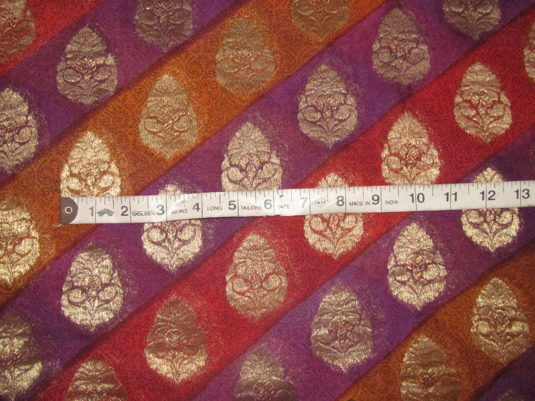 BROCADE SHEER FABRIC PURPLE AND MUSTARD X GOLD 44" wide BROS34[5]