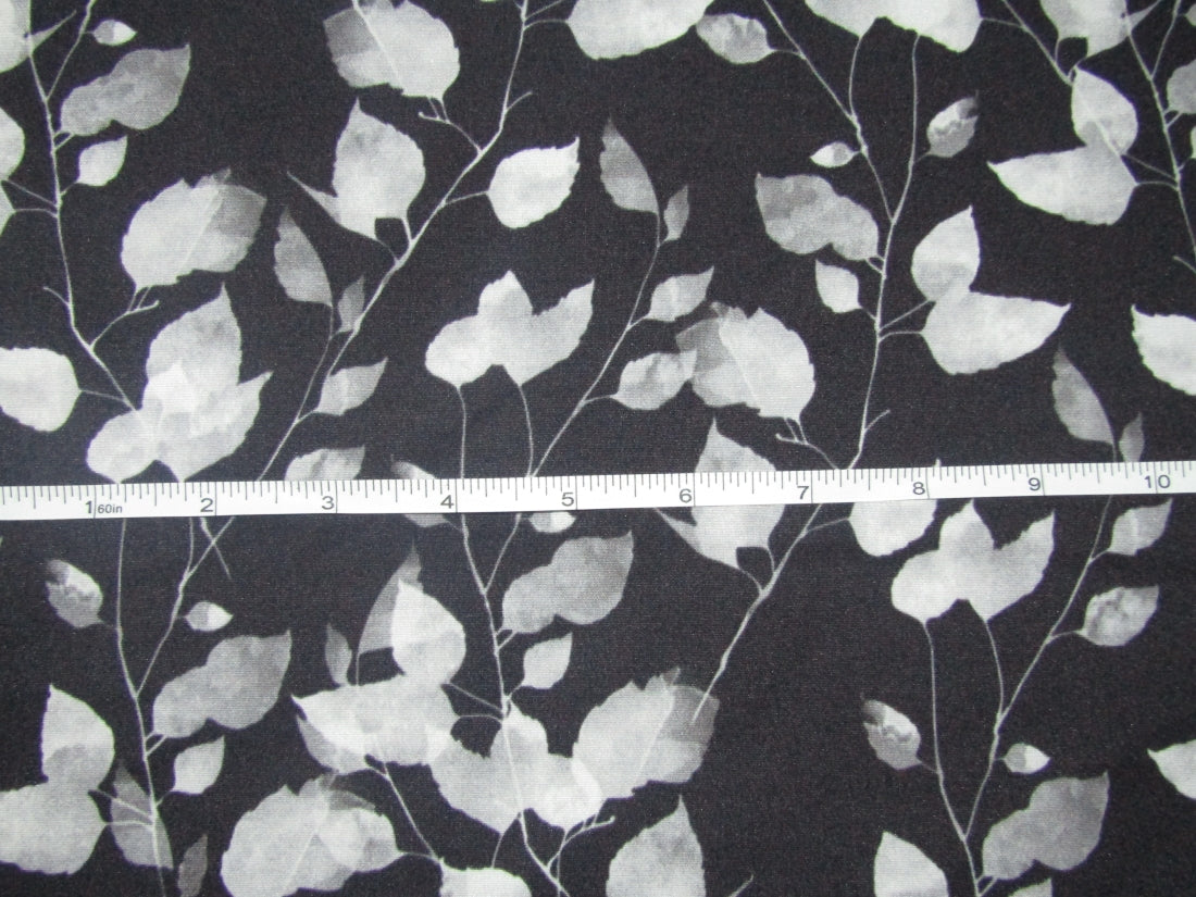 Black and White floral Printed crepe Scuba  Knit fabric 59&quot; wide 1 yard only[12036]