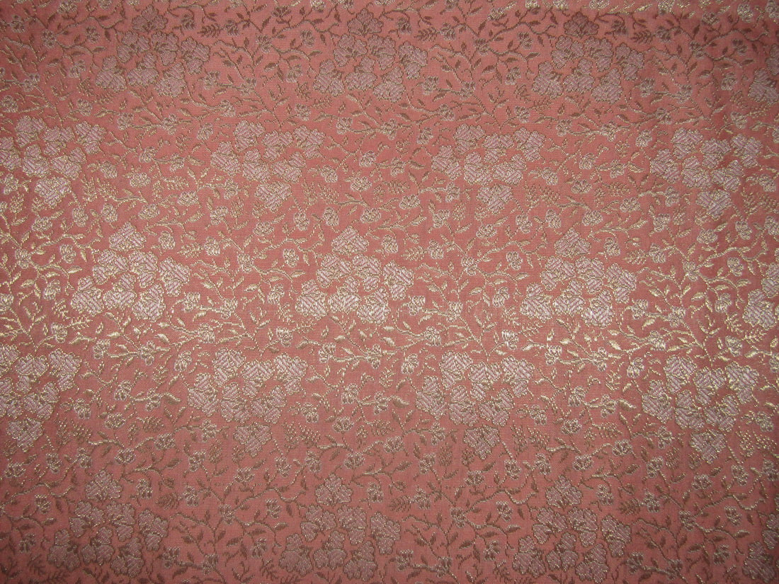 Brocade fabric peach,pink x metallic gold color 44" wide BRO763[1]